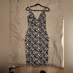 Elegant Black and White Floral Dress